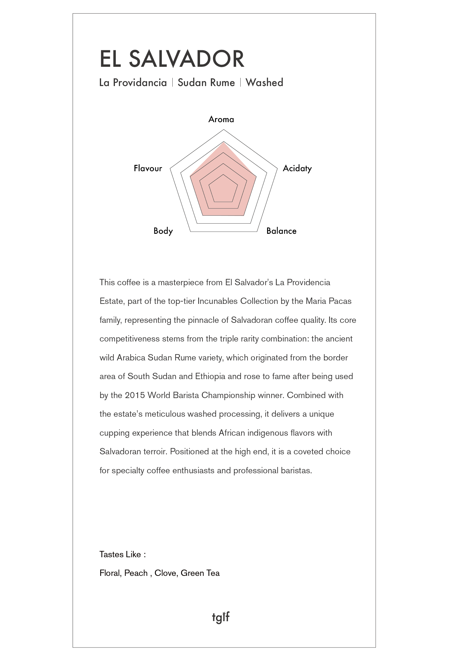 El salvador La providancia Sudan Rume Washed